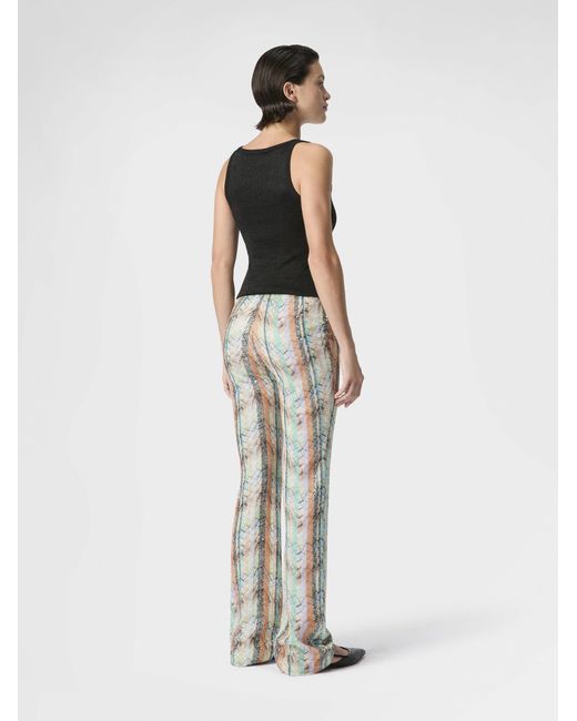 Missoni White Multi-Technique Mixed Viscose Lamé Flared Trousers