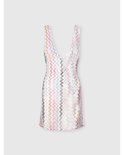 Missoni White Kurzes Copricostume Mit V-Ausschnitt Und Pailletten, Damen, Größe
