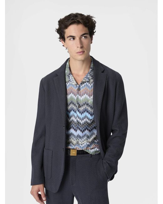 Missoni Blue Single-Breasted Blazer for men