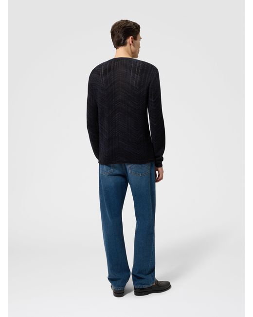 Missoni Blue Long-Sleeve Viscose And Cotton Henley Shirt for men