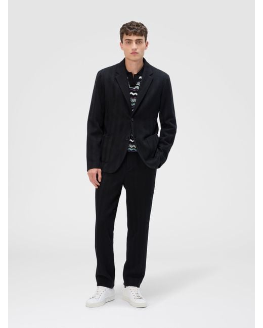 Missoni Blue Single-Breasted Jacket With Zigzag Pattern for men