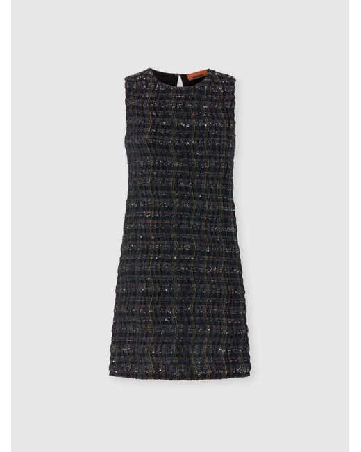 Missoni Women's Black Mini Dress With Check Pattern