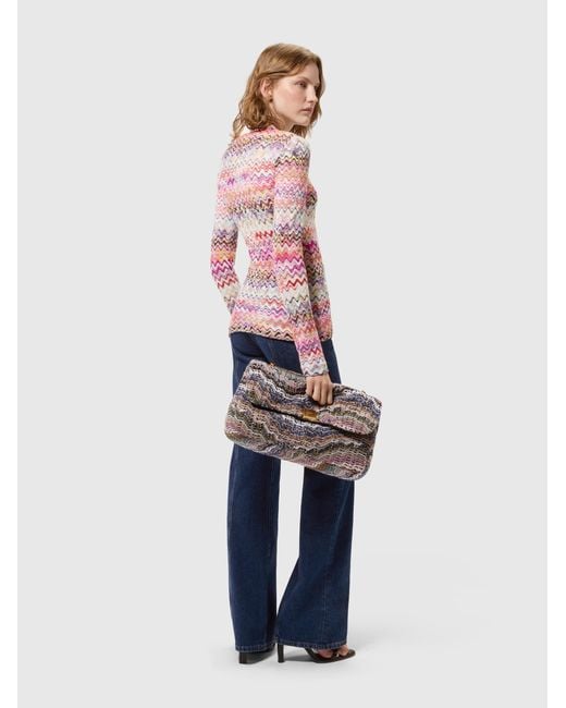 Missoni Pink Slim-Fit Crewneck Buttoned Cardigan