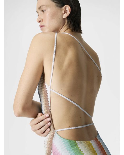Missoni White One-Shoulder One-Piece Swimsuit With Dégradé Zigzag Pattern
