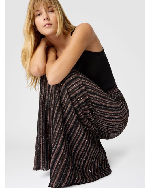 Missoni Brown Langer Rock Mit Lamé-Streifen, Damen, Schwarz & Braun, Größe