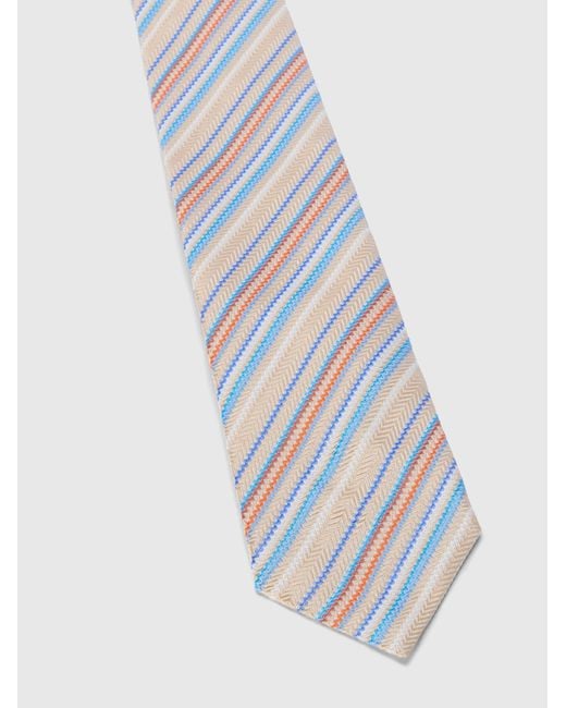 Missoni White Silk Tie With Micro Zigzag Pattern for men