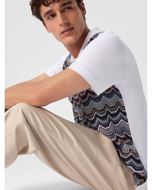 Missoni Kurzarm-Poloshirt Mit Geometrischem Zickzackmuster, Herren, Größe in White für Herren
