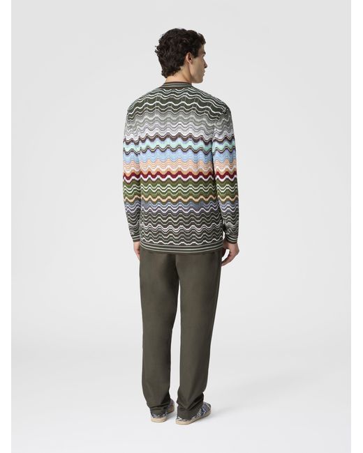 Missoni Multicolor Cotton And Viscose Chevron Cardigan With Greek Motif for men