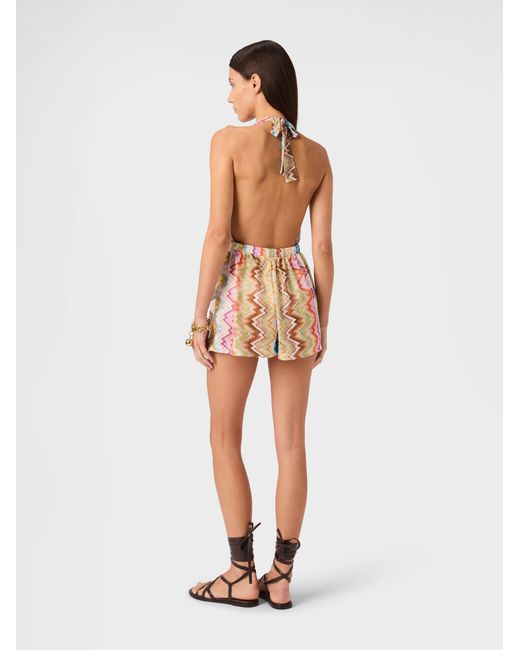 Missoni White Short Jumpsuit With Printed Motif And Contrast Trims