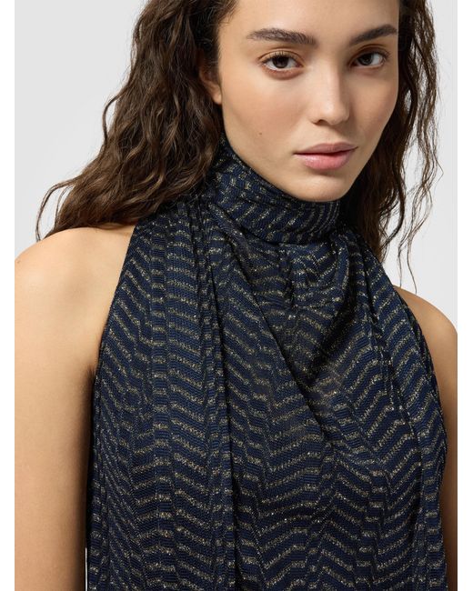 Missoni Blue Sleeveless Mini Dress With Scarf Collar