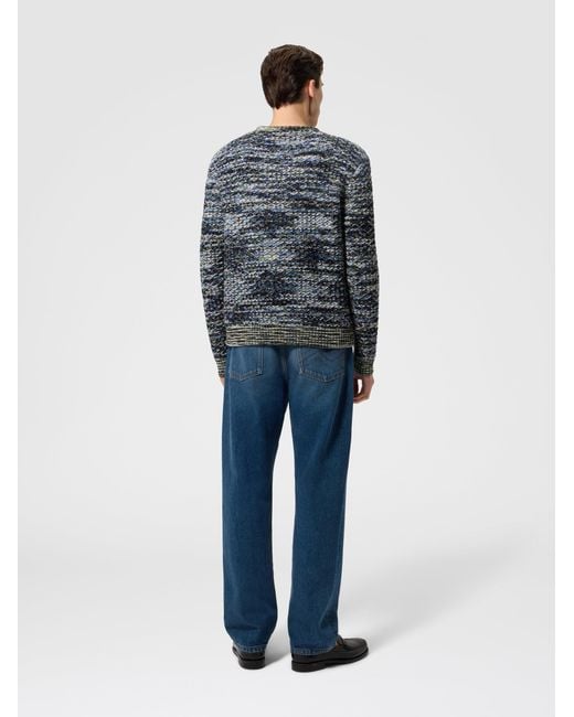 Missoni Blue Wool And Viscose Pullover With 3D Texture for men