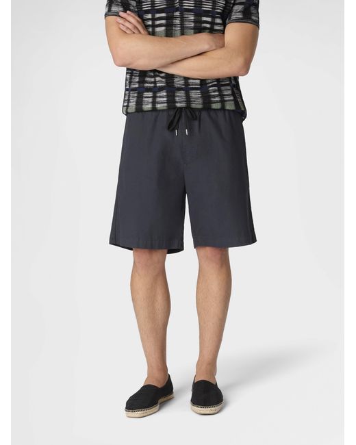 Missoni Blue Cotton Canvas Bermuda Shorts With Zigzag Insert for men