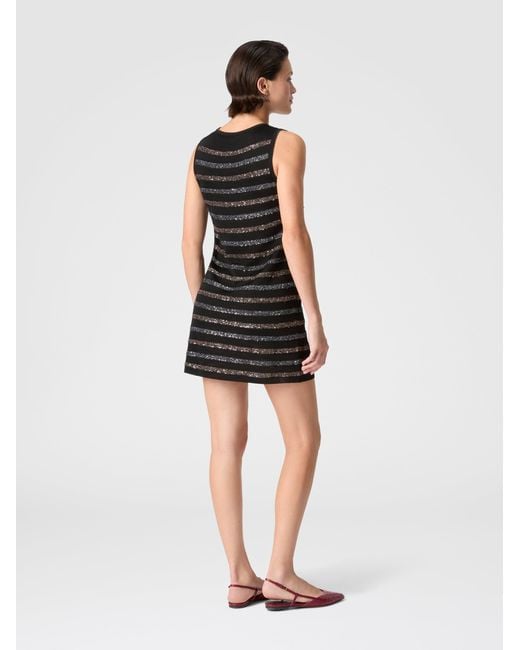 Missoni Black Sleeveless Striped Mini Dress With Sequins