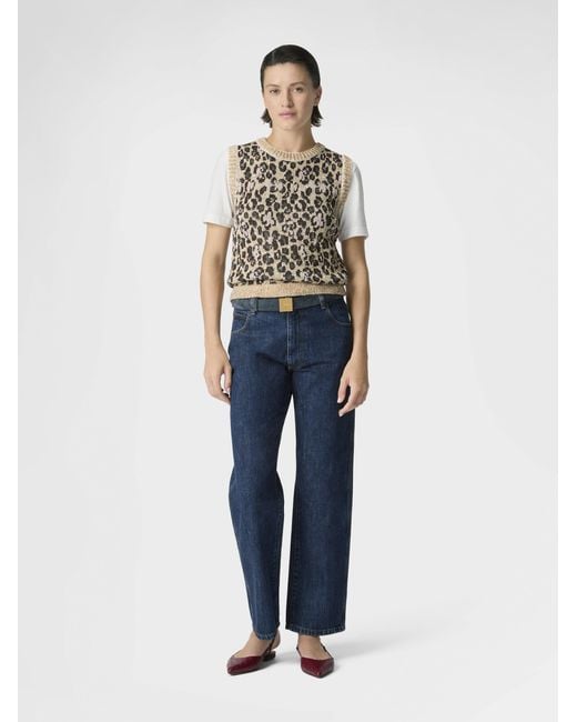 Missoni White Animal-Jacquard Knit Crewneck Top