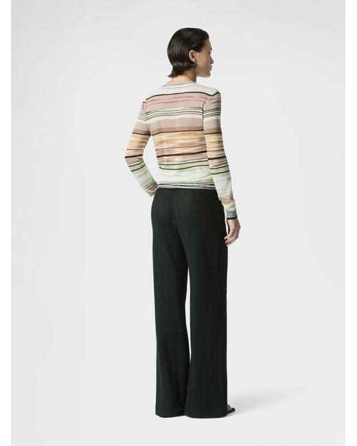 Missoni White Striped Flame Viscose Crewneck Sweater