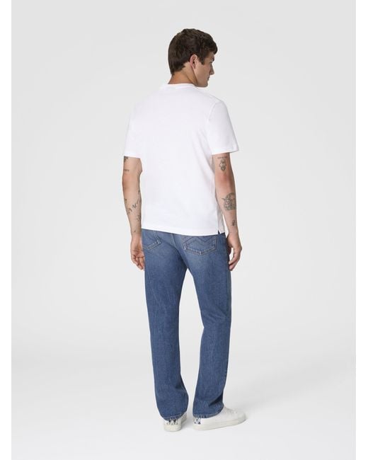 Missoni White Crew-Neck Cotton T-Shirt With Wave Print And Logo for men
