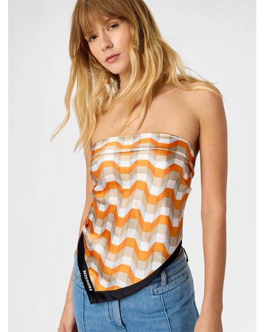 Missoni Orange Silk Scarf With Printed Logo