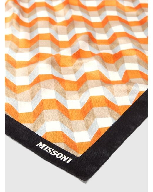 Missoni Orange Silk Scarf With Printed Logo