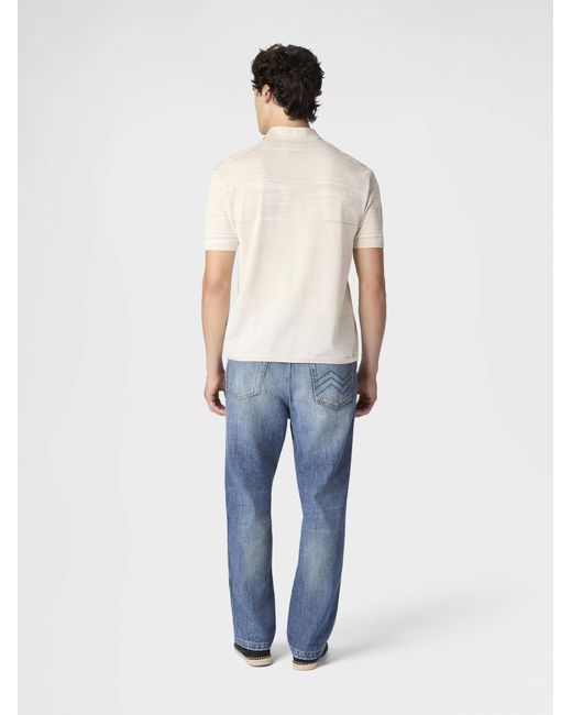 Missoni White Flamed Mercerized Cotton Polo Shirt for men