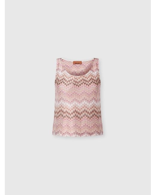 Missoni Pink Sleeveless Viscose Top With Snake Motif, & Multicoloured