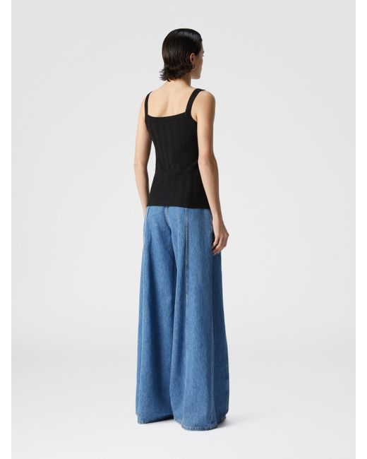 Missoni Black Tone-On-Tone Zigzag Cotton And Viscose Tank Tops