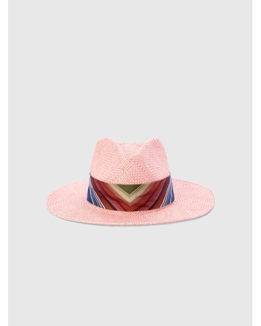 Missoni Pink Straw Hat With Silk Ribbon