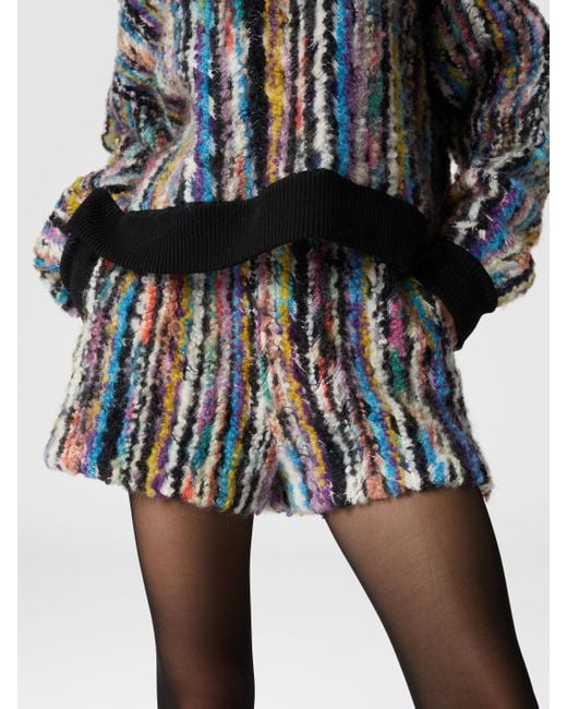 Missoni Blue Wool And Mohair Bouclé Shorts, & Multicoloured