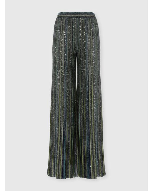 Missoni Gray Ribbed Palazzo Trousers With Sequins