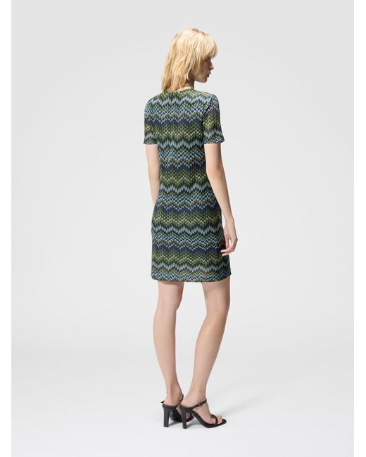 Missoni Green Short-Sleeve Viscose Mini Dress