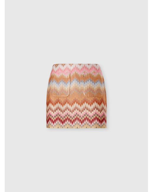 Missoni White Viscose Chevron Snake-Pattern Mini Skirt