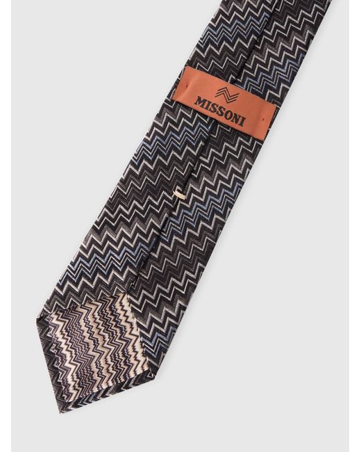 Missoni White Silk Zigzag Tie for men