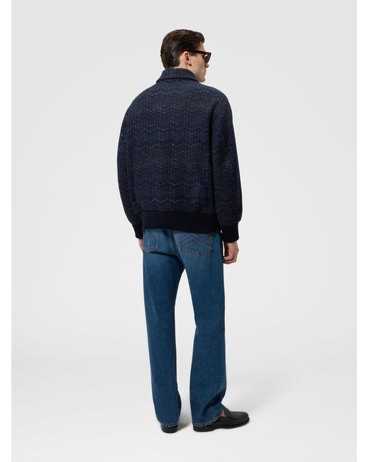 Missoni Blue Cashmere And Viscose Bomber Jacket With Pockets for men