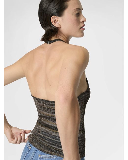 Missoni White Striped Viscose Lamé Top With Halter Neck
