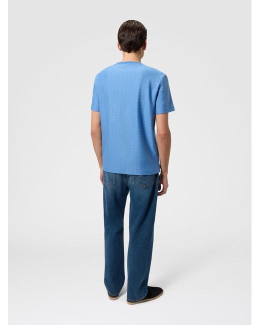 Missoni Blue Crew-Neck Cotton Jacquard T-Shirt With Tone-On-Tone Zigzag Design for men