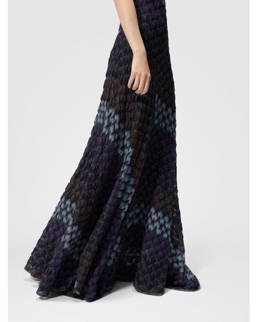 Missoni Blue Long Dress With Halterneck
