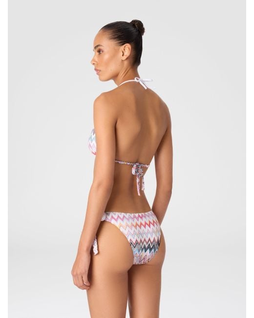 Missoni White Bikini With Neck Tie And Adjustable Bottoms