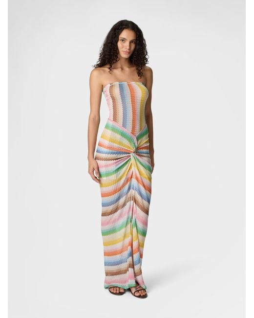 Missoni White Strapless Cover-Up Dress With Dégradé Zigzag Motif