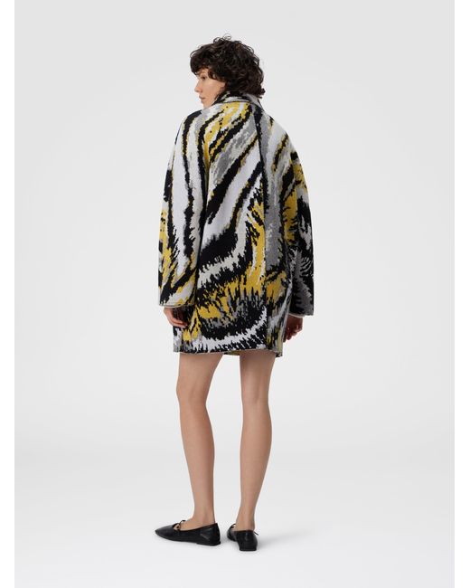 Missoni White Double-Breasted Caban With Tiger Pattern