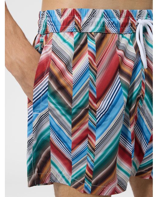 Missoni Blue Mid-Length Swim Shorts With Offset Zig Zag Print for men