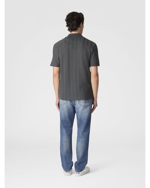 Missoni Poloshirt Aus Baumwolle Und Viskose Mit Ton-In-Ton-Zickzack, Herren, Größe in Blue für Herren