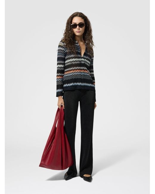 Missoni Black Lamé Fabric Flare Trousers
