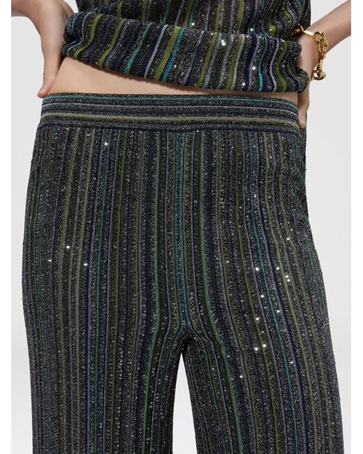 Missoni Gray Ribbed Palazzo Trousers With Sequins