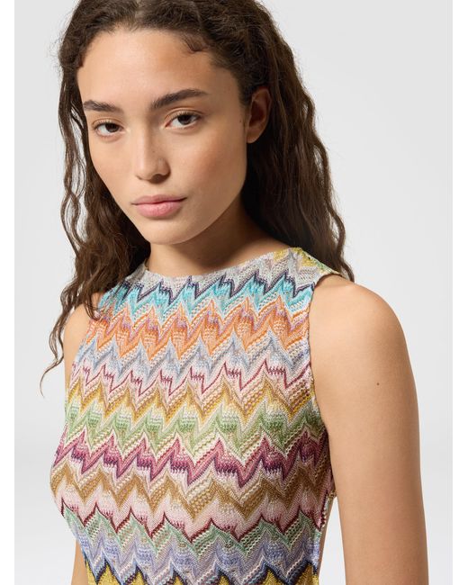 Missoni White Viscose Lamé Mini Dress With Cut-Out