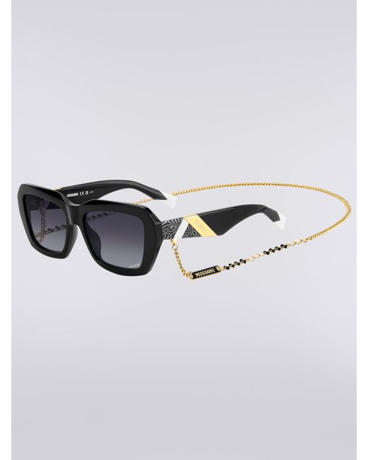 Missoni Gray Square Acetate Sunglasses With A Metal Chain