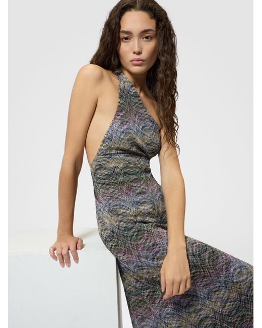 Missoni White One-Shoulder Space-Dye Viscose Long Dress