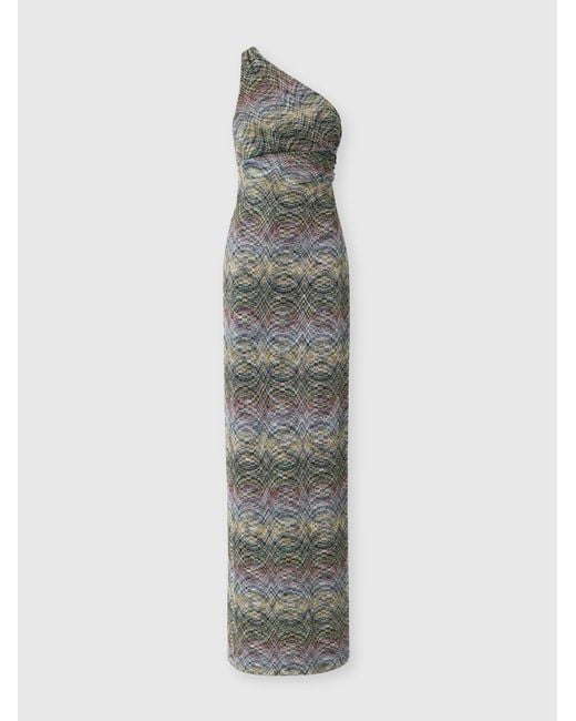 Missoni White One-Shoulder Space-Dye Viscose Long Dress