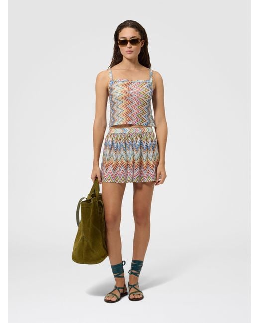 Missoni White Zig Zag Tulle Tank Top With Back Cut-Out