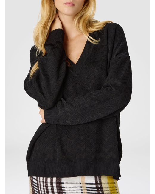 Maglia Oversize Con Scollo A V di Missoni in Black
