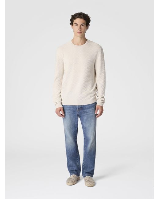 Missoni Natural Crew-Neck Wool And Cotton Pullover With Tone-On-Tone Zigzag Pattern for men