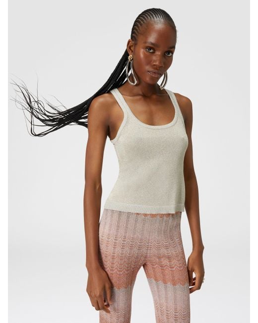 Missoni White Tanktop Aus Viskose Mit Glitzereffekt, Damen, Weiß & Größe